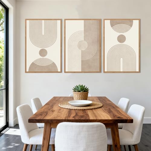 BINCUE Neutral Abstract Wall Art Beige Large Wall Decor Boho Mid Century Mode...