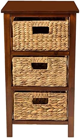 eHemco 3 Tier X-Side End Storage Cabinet, Walnut
