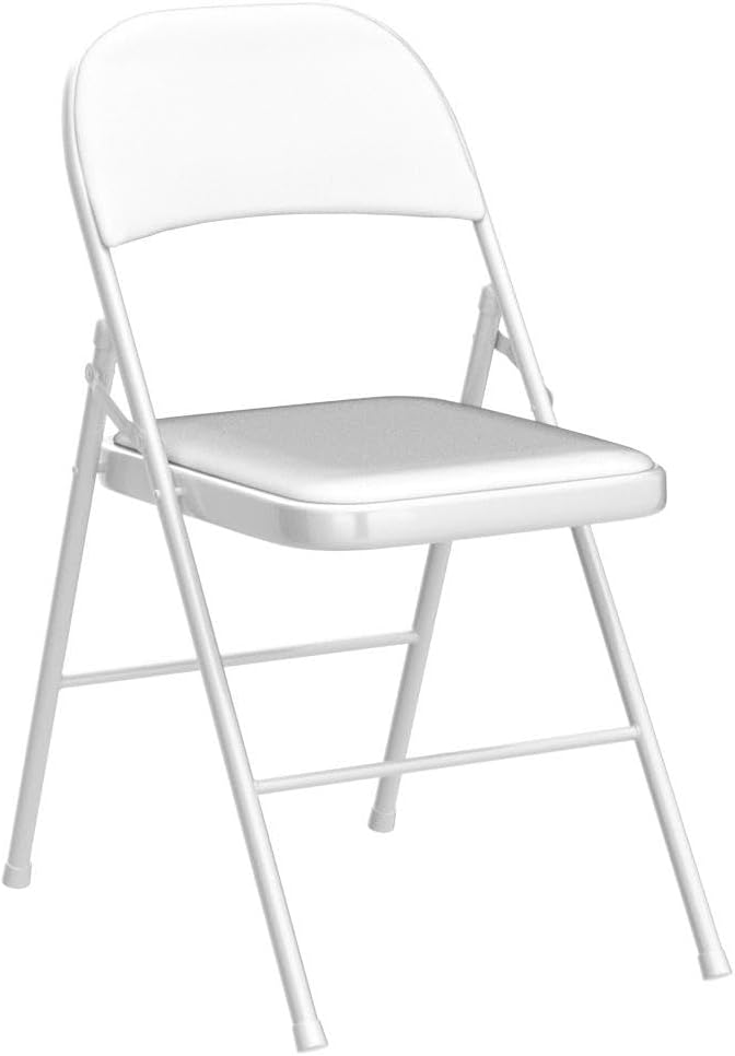Karl home 4 Pack White Folding Chairs with Padded Seats, 330lbs Capacity