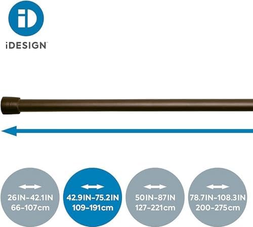 iDesign Cameo Metal Tension Rod, Adjustable Customizable Curtain Rod for Bath...