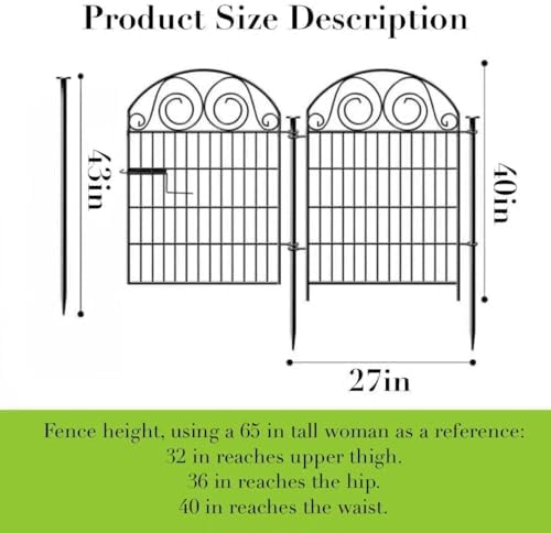 Getlay Tall Garden Fence with Gate, 40 Inch(H) 20 Panels Total Length 43.7 Ft...
