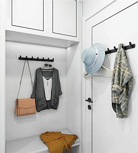 Wall Mounted Coat Rack, 8 Hooks, 29.7"x1.3", Modern, Black