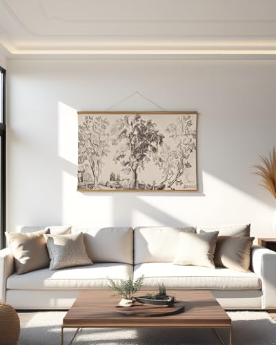 VIYYIEA Extra Large Canvas Wall Art - Vintage Tree Scroll, 36x54 Inch