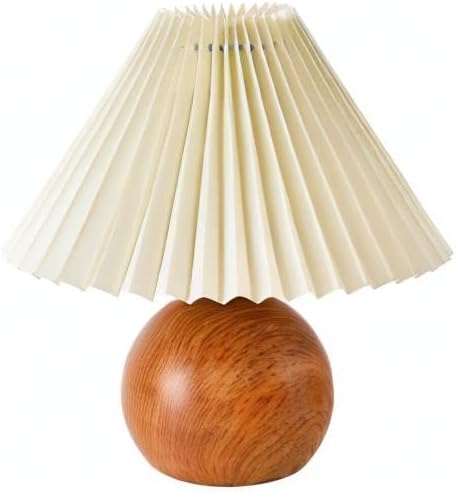 KUNJOULAM Cute Small Pleated Lamp, Modern Bedside Nightstand Light with Beige...