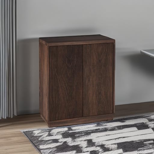 Henn&Hart 28" Fluted Accent Cabinet, Sideboard Buffet, Rich Brown