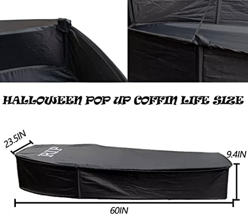 Halloween Pop Up Coffin with Lid, 60 inch Coffin Prop life size Collapsible, ...