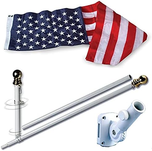 ALLIED FLAG American Flag and Pole Set - 3x5 US Flag and 5' Spinning Flag...