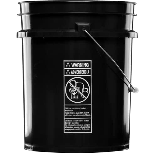 House Naturals Black 5 gal Food Grade Plastic Bucket Pail Container with Lid ...