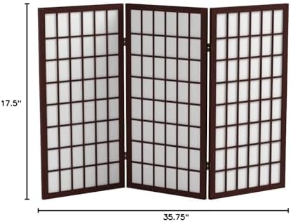 3 ft. Short Window Pane Shoji Screen - Walnut - 3 Panels