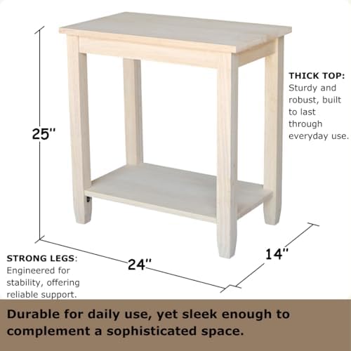 IC International Concepts Solano Solid Wood Accent Table, Unfinished