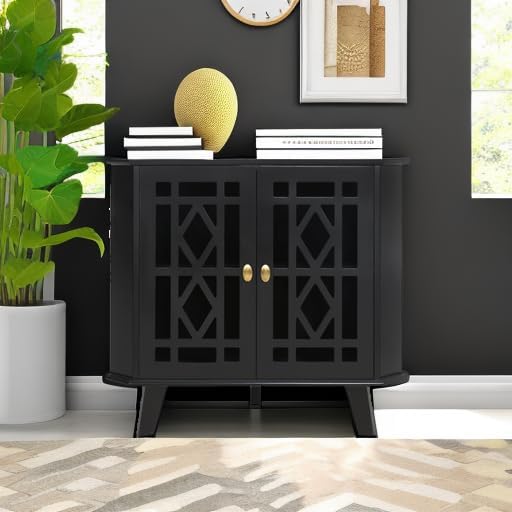 Corner Storage Cabinet with Doors, 32'' Corner Table for Small Space,...