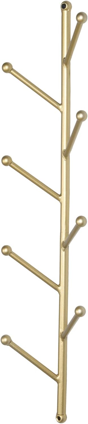 MyGift Modern Gold Metal Wall Hat & Coat Rack Tree with 8 Branch Hooks