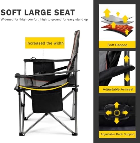 FAIR WIND Fully Padded Oversized Camping Chair Heavy Duty for Adults