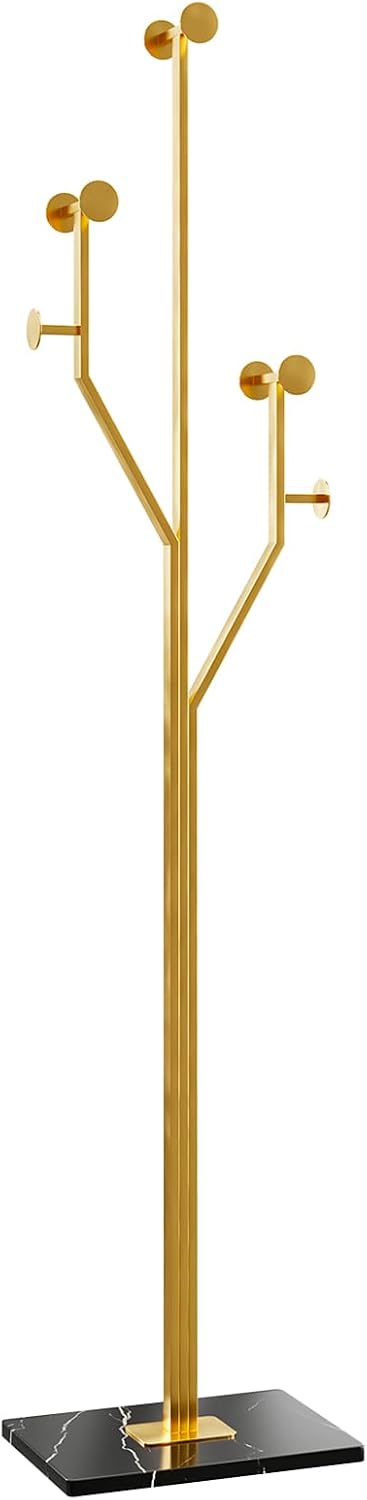 Gold Coat rack,Sturdy coat tree freestanding heavy duty with Marble Base,Meta...