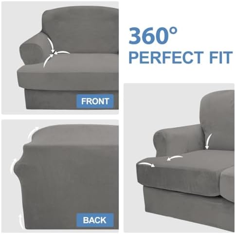 CUCRAF T Cushion Sofa Cover 2 Piece Armchair Slipcovers, Soft Thick Velvet Co...
