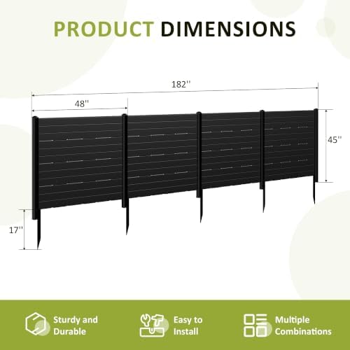 48''W x 45.4''H Outdoor Privacy Screen with 4 Panels, PVC Air...