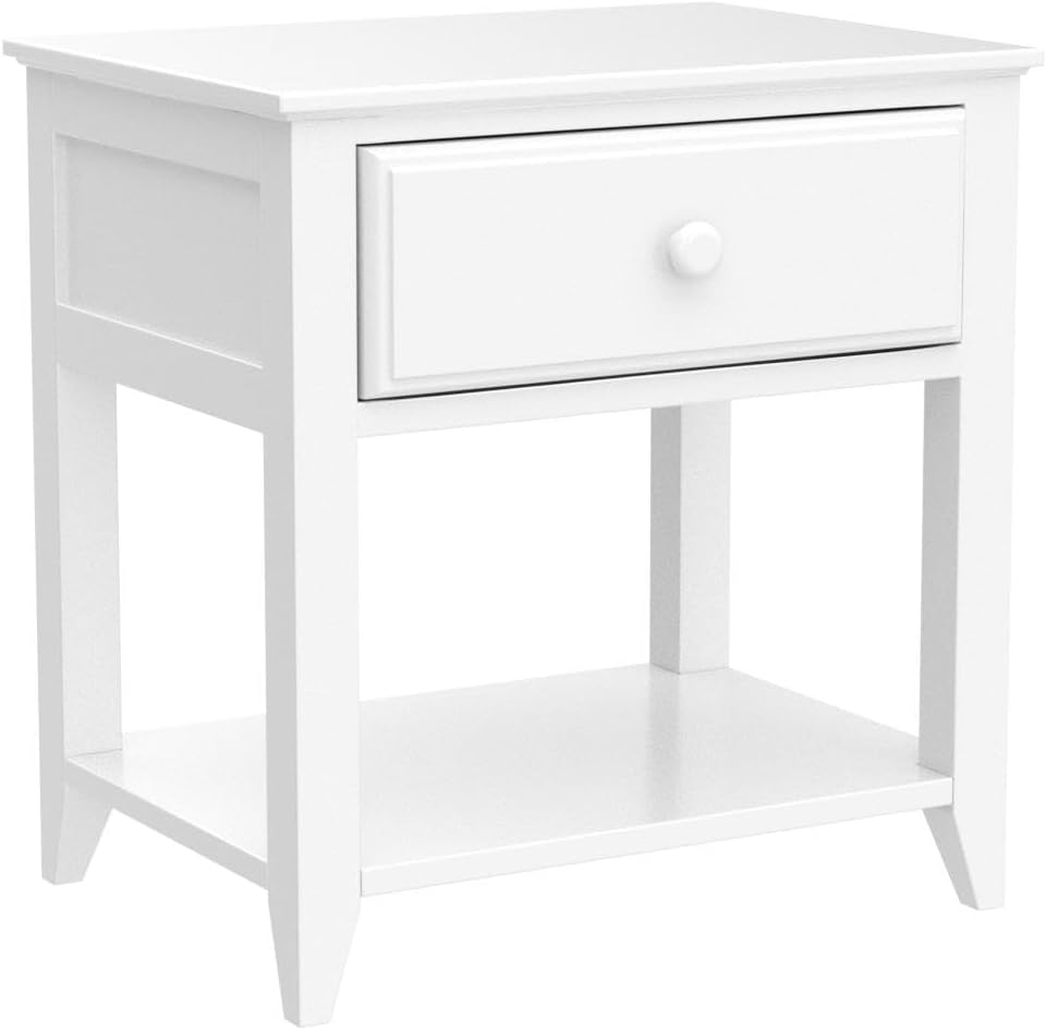 Plank+Beam Nightstand with Drawer and Shelf, White