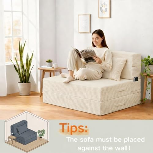 Folding Sofa Bed, Convertible Sleeper Chair Bed, Floor Sofa with Bag