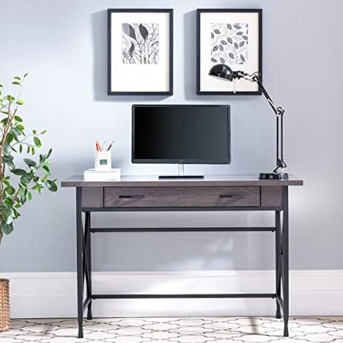 Leick Home Chisel & Forge Desk, 46", Smoke Gray, Matte Black