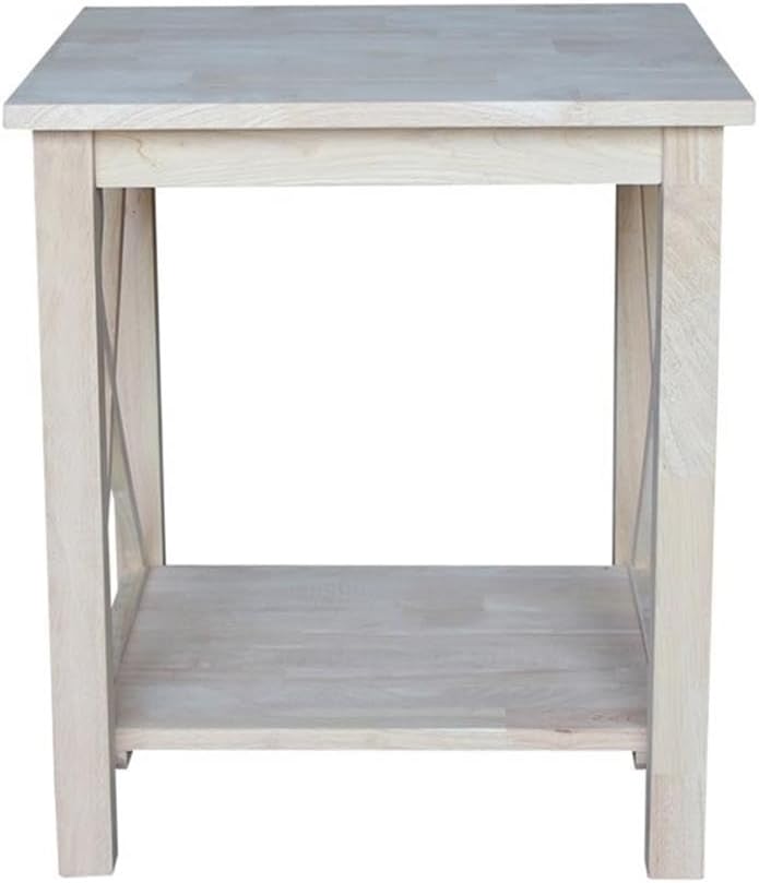 Hampton Solid Wood End Table, Unfinished