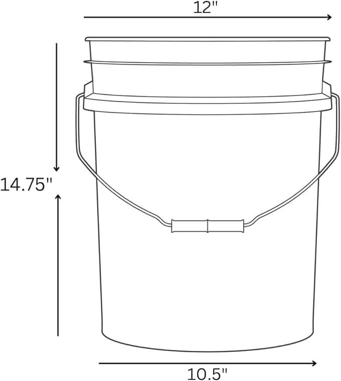 House Naturals 5 Gallon Food Grade Made in USA Plastic Bucket with Screw On A...