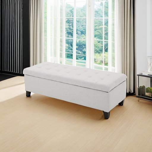 Christopher Knight Home Mission Fabric Storage Ottoman, Light Grey