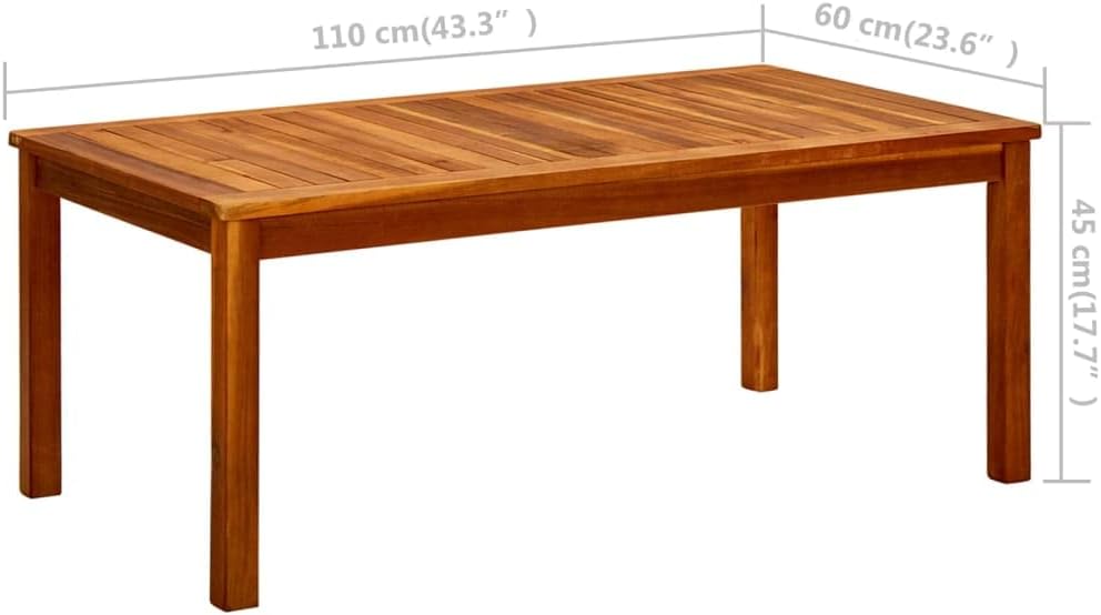 vidaXL Patio Coffee Table 43.3"x23.6"x17.7" Solid Acacia Wood