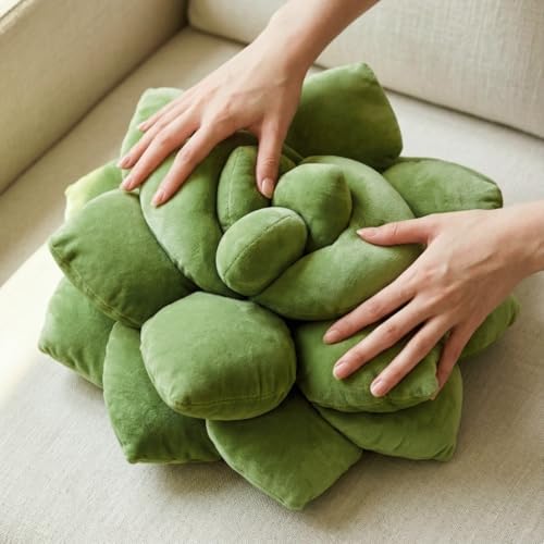 Green Philosophy Co. Succulent® Pillow 16" – Soft 3D Decorative Flower T...