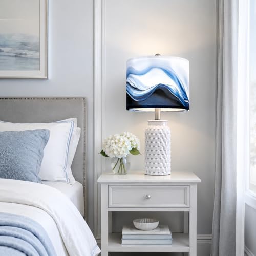 Drum Lamp Shade, Blue Ocean Wave, 13 x 13 x 10 Inch