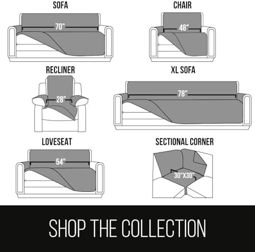 Sofa Shield® Couch Chaise Slip Cover for Dogs with Strap Latte Linen