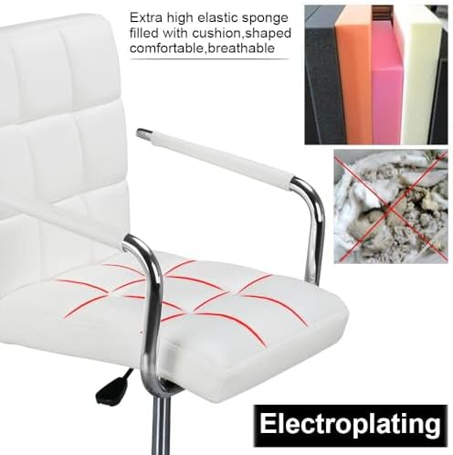 Yaheetech 2PCS Mid-Back Office Chair on Wheels, Quilted PU Swivel Armchair