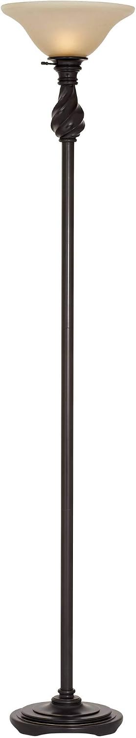 Regency Hill Restoration Bronze 70" Tall Amber Glass Torchiere Floor Lamp