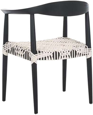 SAFAVIEH Home Collection Bandelier White Leather/Black Solid Wood Arm Chair (...
