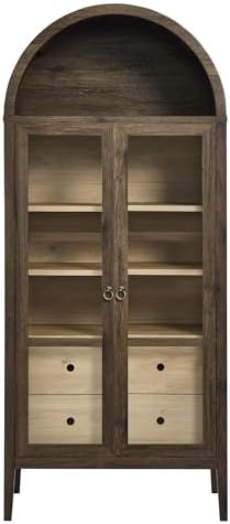 Modway Nolan Modern Farmhouse 71 Inch Tall Arched Storage Display Cabinet in ...