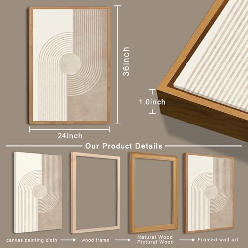 BINCUE Neutral Abstract Wall Art Beige Large Wall Decor Boho Mid Century Mode...
