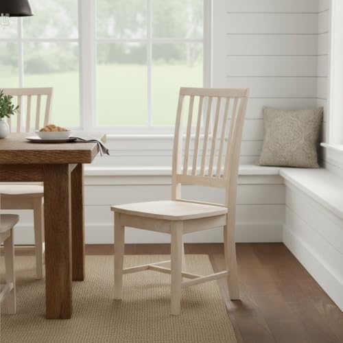 IC INTERNATIONAL CONCEPTS Solid Wood Set of 2 Mission Chairs, Unfinished