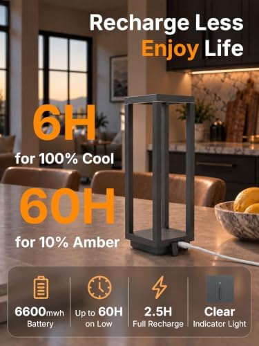 2Pack Cordless Table Lamp Rechargeable, 10" Portable Table Light
