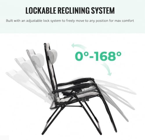 JEAREY Zero Gravity Chair, Oversized Padded Recliner - Black/Grey