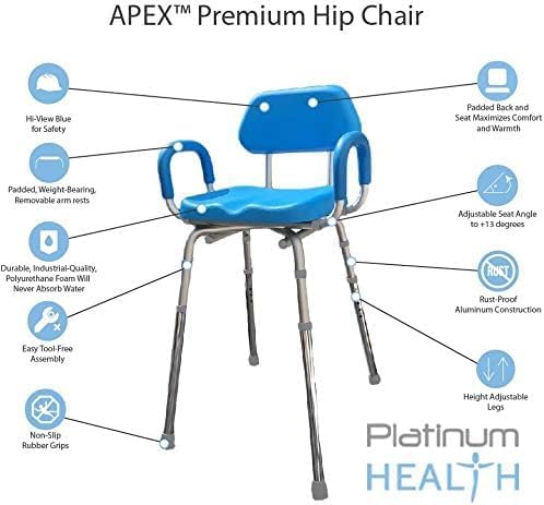 Platinum Health Hip Chair, APEX(tm) Premium, Padded, Height Adjustable, SEAT-...