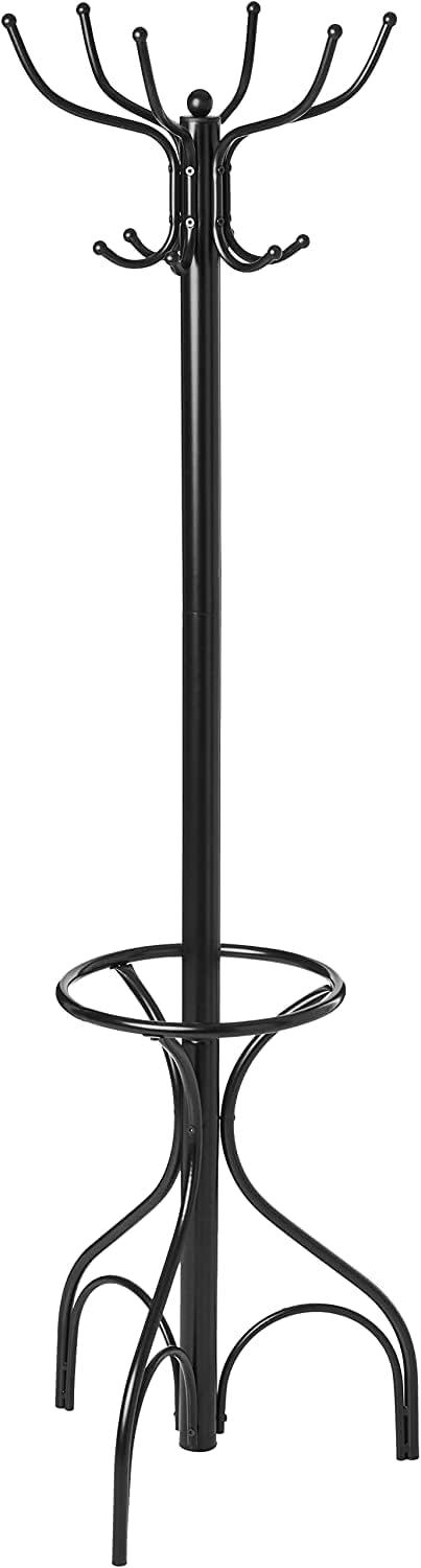 Tangkula 75 Inch Freestanding Metal Coat Rack, Black