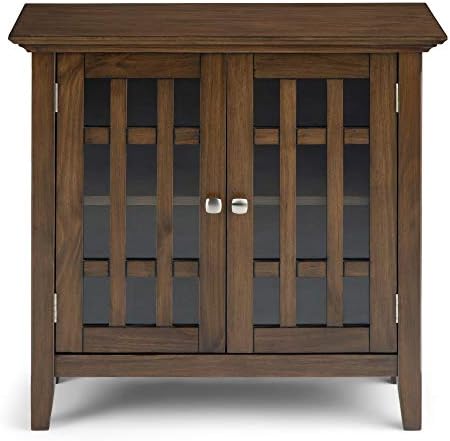 SIMPLIHOME Bedford 32" Solid Wood Cabinet in Rustic Natural Aged Brown