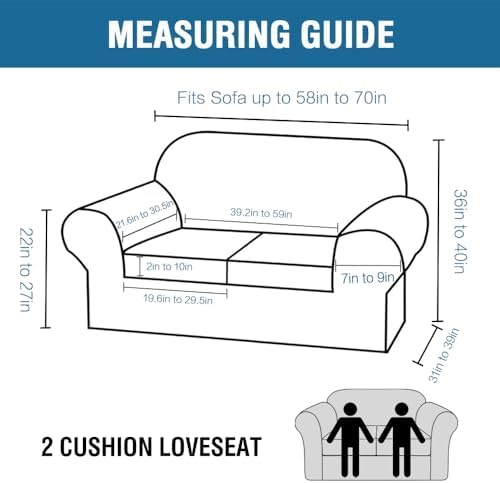 H.VERSAILTEX 3 Piece Stretch Sofa Covers for 2 Cushion Loveseat Couch Covers ...