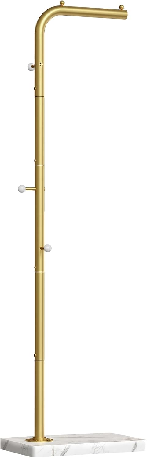YATINEY L Shaped Glod Coat Rack, Metal Coat Tree, Modern Clothes Rack with 3 ...