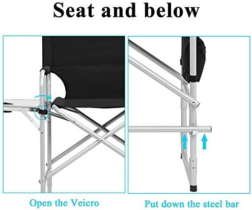 Outvita 4 Piece 26" Tall Directors Chair Height Seat Folding with Side T...