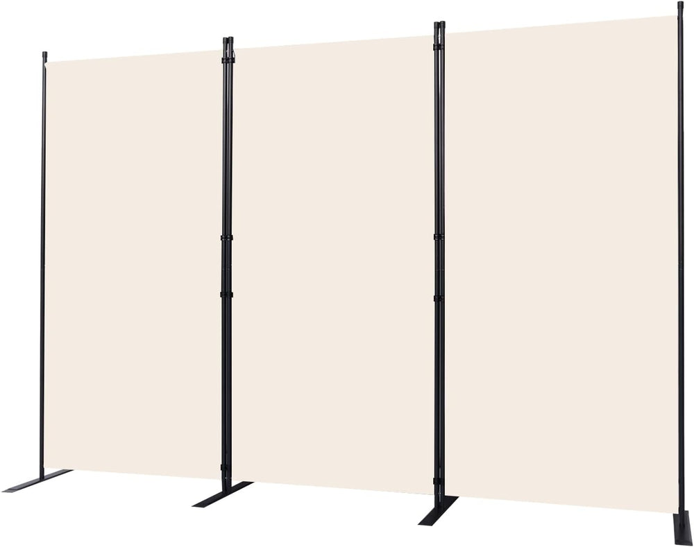 Room Divider, 3 Panel Folding Privacy Screens with Wider Feet, Beige