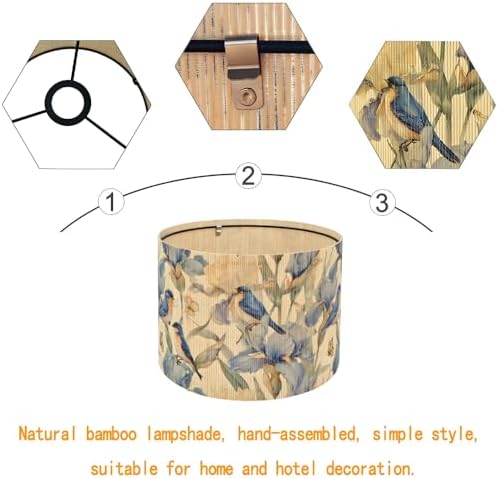 Rustic lamp shade Floral Bird Butterfly Pattern bamboo material11.8x9Inch