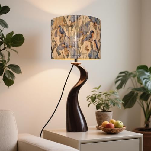 Rustic lamp shade Floral Bird Butterfly Pattern bamboo material11.8x9Inch