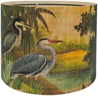 Rustic And Retro Bamboo Drum Lamp shade Tropical Colorful Animals Design