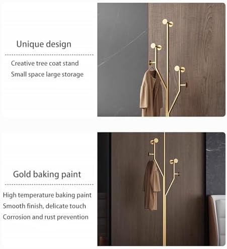 Gold Coat rack,Sturdy coat tree freestanding heavy duty with Marble Base,Meta...