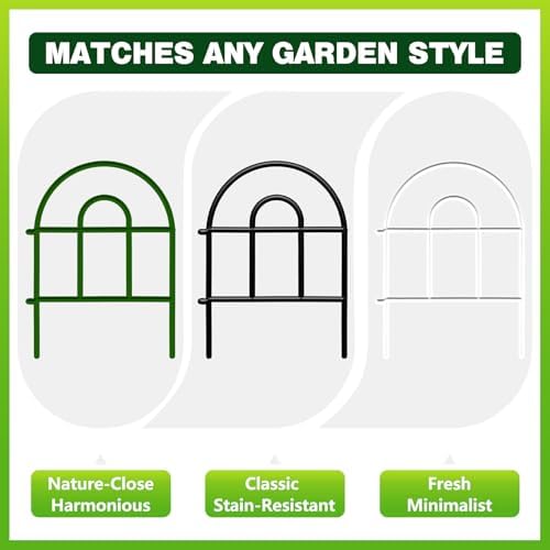 Decorative Garden Fence 21.67ft x 17in - 20 Pack Rustproof Metal No Dig Fence...